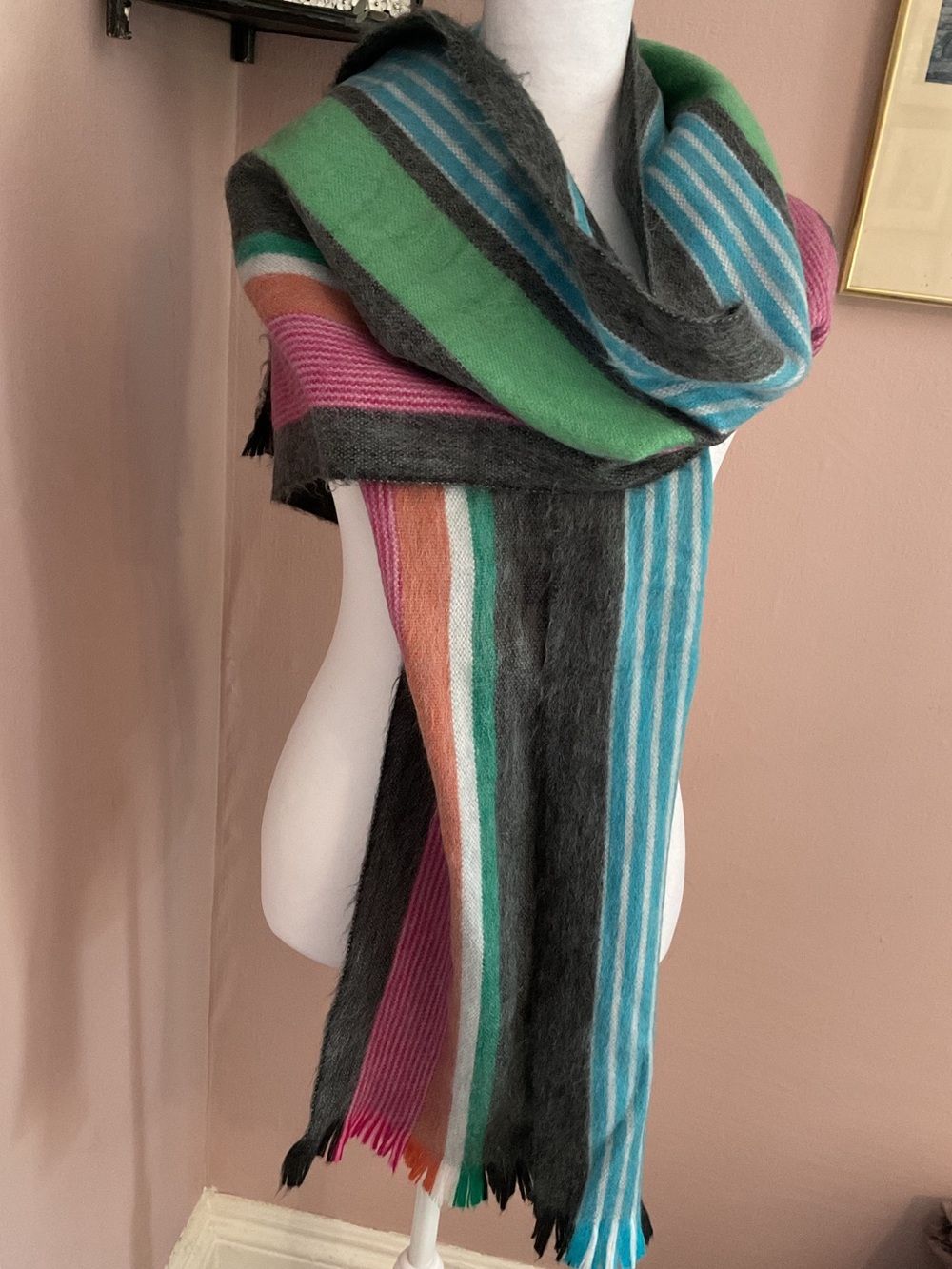 Pokoloko Alpaca Multicolor Striped Cozy Wrap Scarf chunky cozy cute Scandi girl
